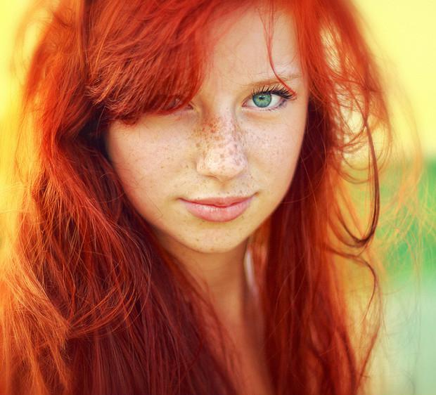Green eyes red hair