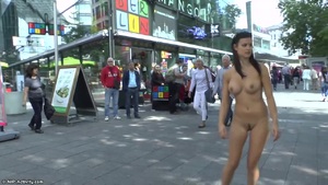 Crazy babes naked on public streets.