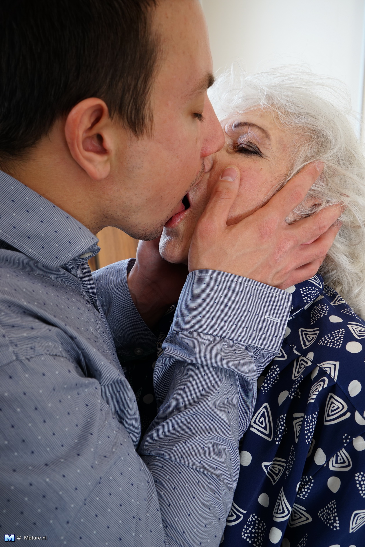Old granny kissing