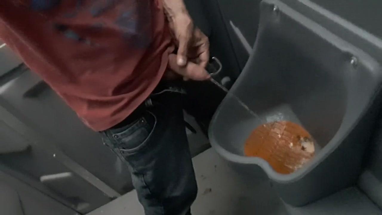 Peeing porta potty