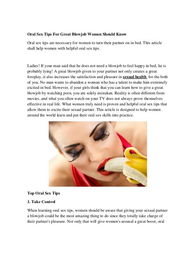Tips for oral pleasure