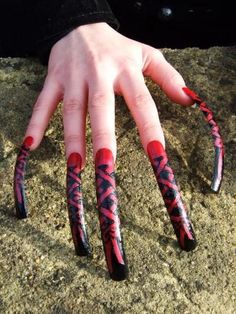 Very long nail hand job